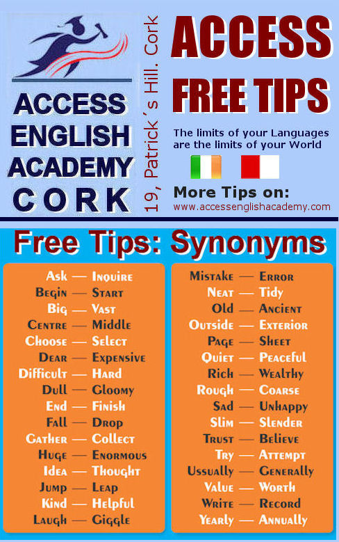 Course English Cork TIP SYNONIMYMS